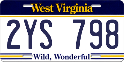 WV license plate 2YS798