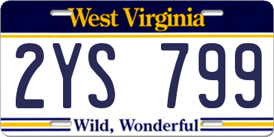 WV license plate 2YS799
