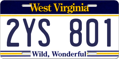 WV license plate 2YS801