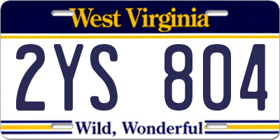 WV license plate 2YS804