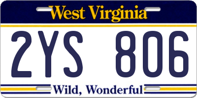 WV license plate 2YS806