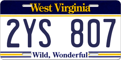 WV license plate 2YS807