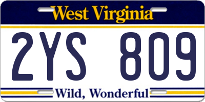 WV license plate 2YS809