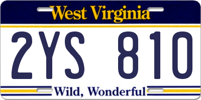 WV license plate 2YS810