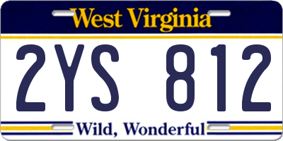 WV license plate 2YS812