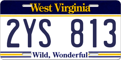 WV license plate 2YS813
