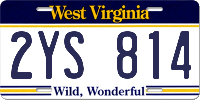 WV license plate 2YS814