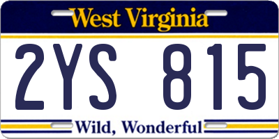 WV license plate 2YS815