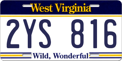 WV license plate 2YS816