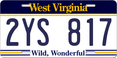 WV license plate 2YS817