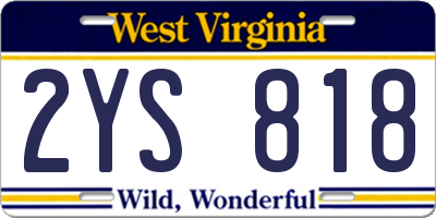 WV license plate 2YS818