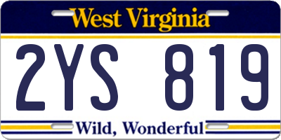 WV license plate 2YS819