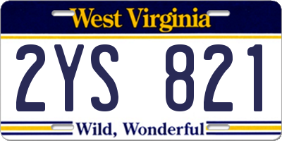 WV license plate 2YS821