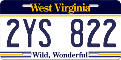 WV license plate 2YS822