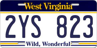 WV license plate 2YS823
