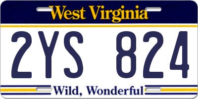 WV license plate 2YS824
