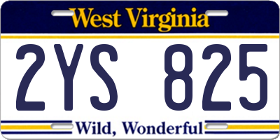 WV license plate 2YS825