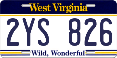 WV license plate 2YS826