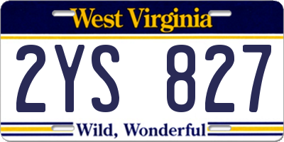 WV license plate 2YS827