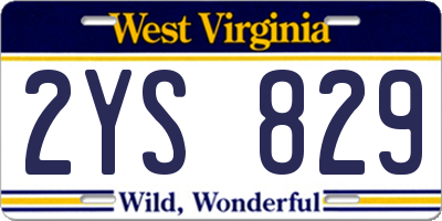 WV license plate 2YS829