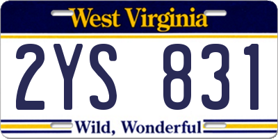 WV license plate 2YS831