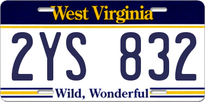 WV license plate 2YS832