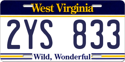 WV license plate 2YS833