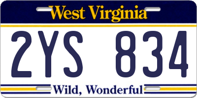 WV license plate 2YS834