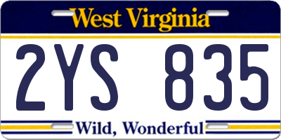 WV license plate 2YS835
