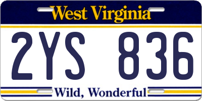 WV license plate 2YS836