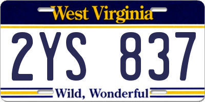 WV license plate 2YS837