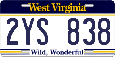 WV license plate 2YS838