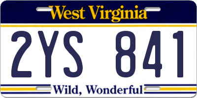 WV license plate 2YS841