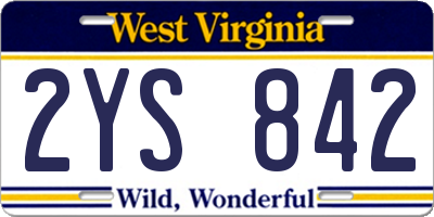 WV license plate 2YS842