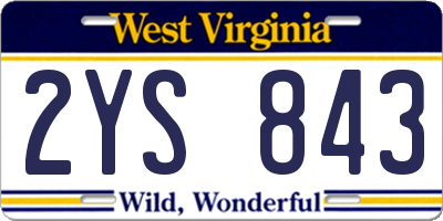 WV license plate 2YS843