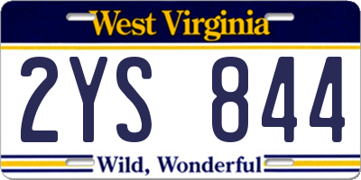 WV license plate 2YS844