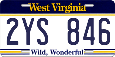WV license plate 2YS846