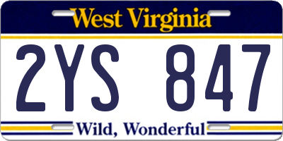 WV license plate 2YS847