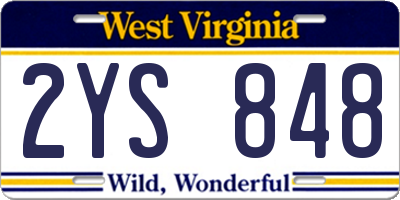 WV license plate 2YS848