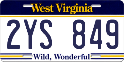WV license plate 2YS849