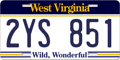 WV license plate 2YS851