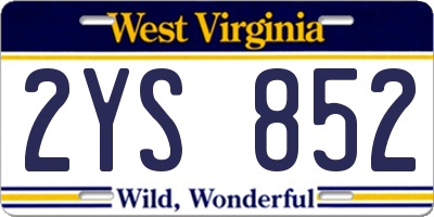 WV license plate 2YS852
