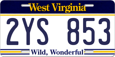WV license plate 2YS853