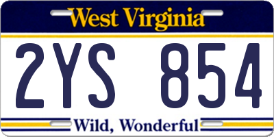 WV license plate 2YS854