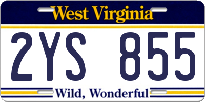 WV license plate 2YS855