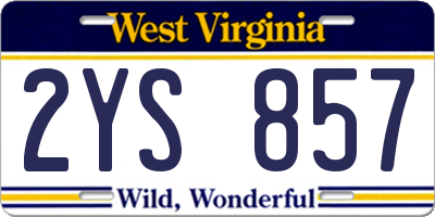WV license plate 2YS857