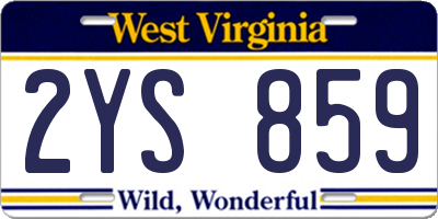 WV license plate 2YS859