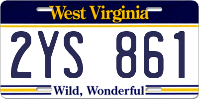 WV license plate 2YS861