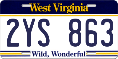 WV license plate 2YS863
