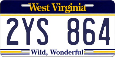 WV license plate 2YS864